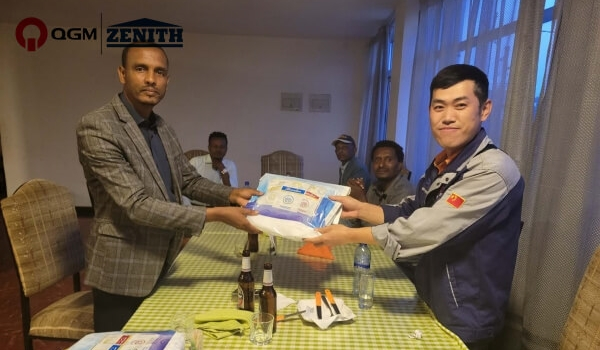 Uusi QGM QT6 -lohkovalmistuskoneen tuotantolinja valmistui Nekemtessä sodanjälkeistä jälleenrakennusta varten.